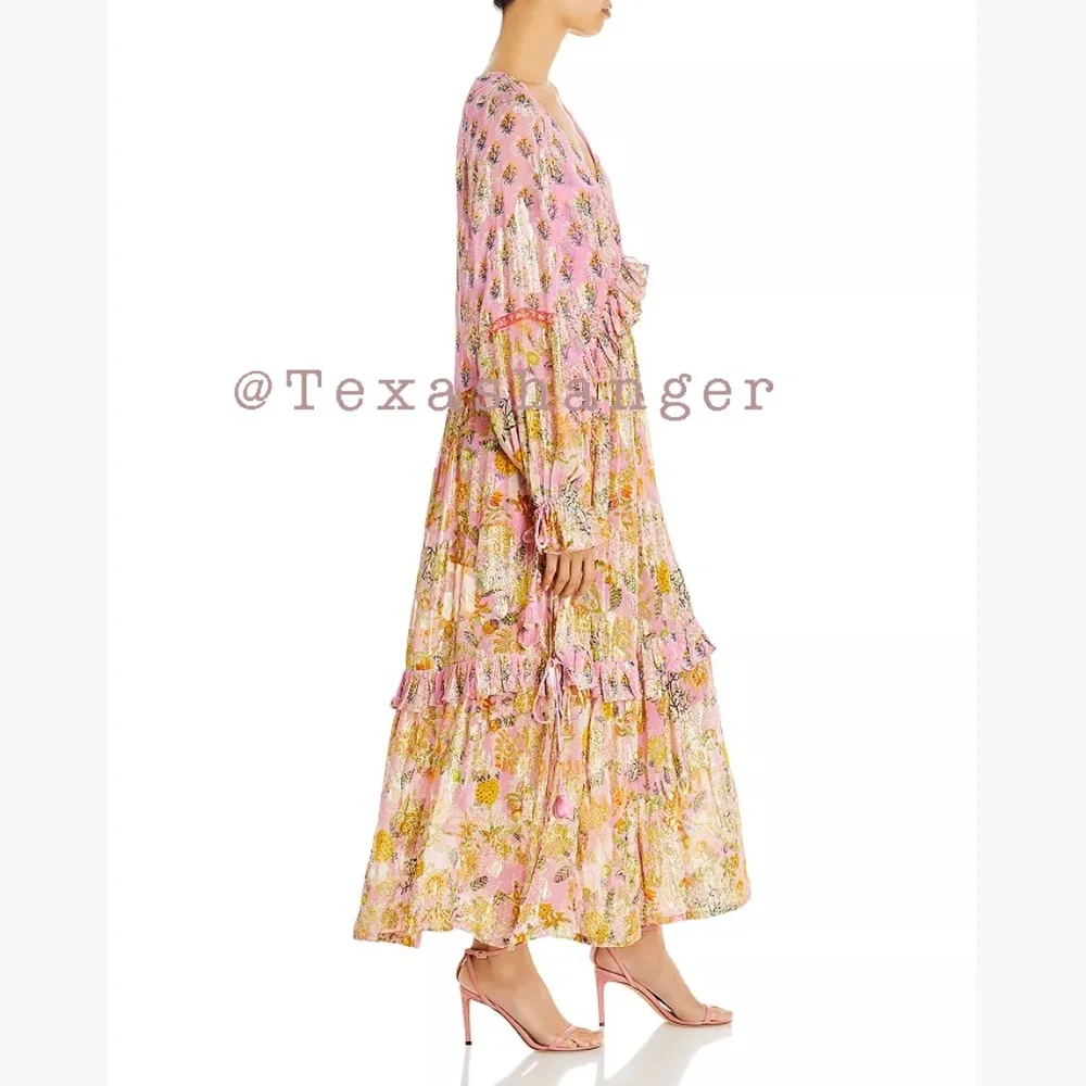 NWT HEMANT & NANDITA Dhea Kaftan M Medium Canary Yellow Taffy - Picture 6 of 16